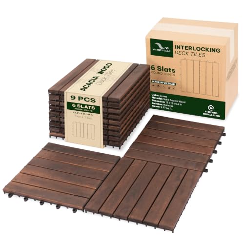 Victory Relax Natural Acacia 12x12 Interlocking Wood Deck Tiles