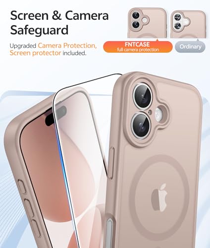 Image of FNTCASE for iPhone 17 Case: [Compatible with Magsafe] Translucent Matte Cases with [Full Camera Protection] [Screen Protector] Military Grade Shockproof Protective Phone Cover - Desert Gold