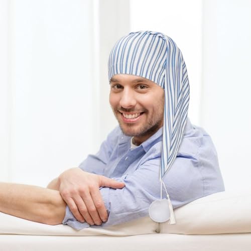 Lot de 2 bonnets de nuit réglables cordon de serrage et pompon - 5