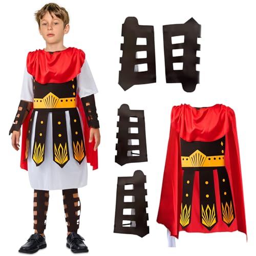 UPZAI Deguisement Romain Enfant Garcon: Déguisement Centurion Gladiateur pour Garçons - Costume Soldat Romain Enfants pour Carnaval Carnival Mardi Gras Cosplay (L)