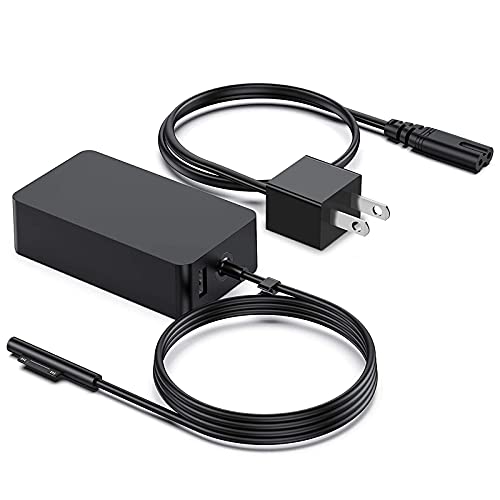 Laptop Surface Pro Charger 15V 2.58A 44W Power Supply for Microsoft Surface Book Surface Pro 7 Pro 6 Pro 5 Pro 4/3 Surface Laptop 3 Surface Charging Cable with USB 5V(Not Compatible Surface 3)