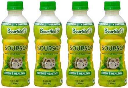 BourNeel's® Soursop Fruit Juice Pack of 4 | Soursop Graviola Laxman Phal Fruit Pulpy Juice Drink | High Vitamin C |