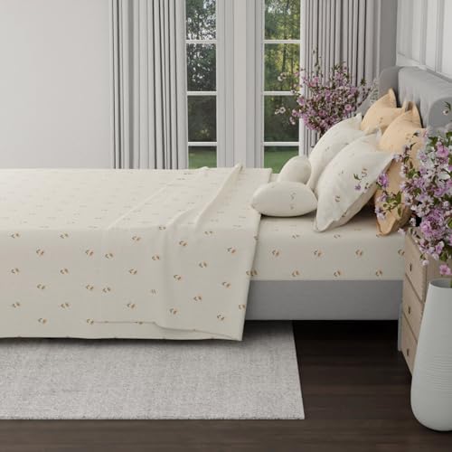 Image of BOUTIQUE LIVING Luxe Loom Blooming Dales 100% Cotton 600 TC Yellow Floral King Bedding Set