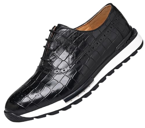 Santimon Men's Casual Sneakers - Genuine Leather Oxfords Shoes for Business & Walking | Breathable Comfortable Lightweight Fashion Sneakers for Men