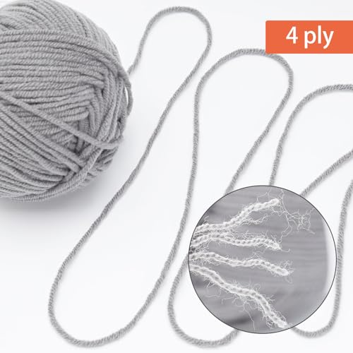 Image of NICEEC 300g Soft Assorted Colors Yarn - Sport Weight,100% Acrylic, 4 Ply, Bonbons Yarn for Crochet & Knit, DIY Project Starter Kit for Kids or Adults(Total 870yds) - Light Gray