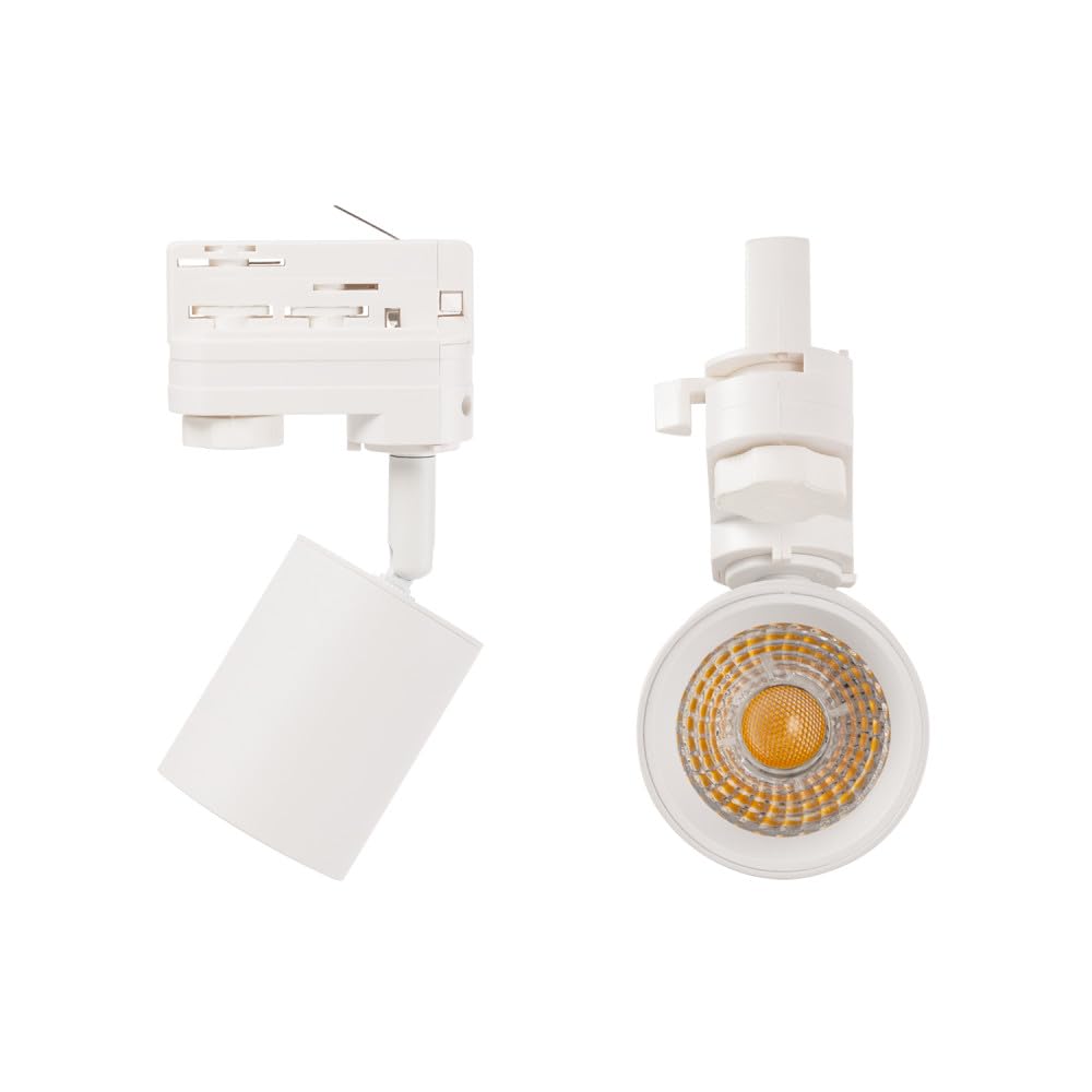 Foco de Carril Trifásico 10W COB Regulable Flicker Free Blanco 2700ºK [1916-TL-10W-T-WW] | Greenice