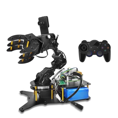 Robotic Arm for Raspberry Pi 4B Programming 6DOF Robot Arm Kit Wireless Joystick Control/PC Control AI Vision Robot