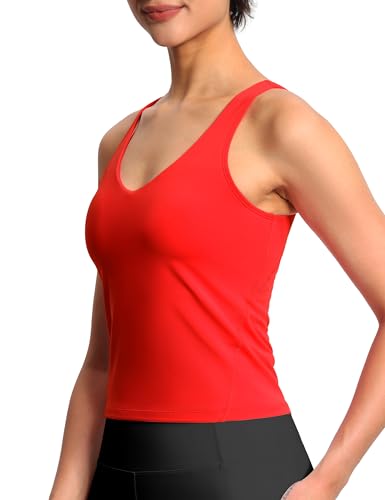 Image of THE GYM PEOPLE Women's Longline Sports Bra Wirefree Padded Workout Yoga Tank Top