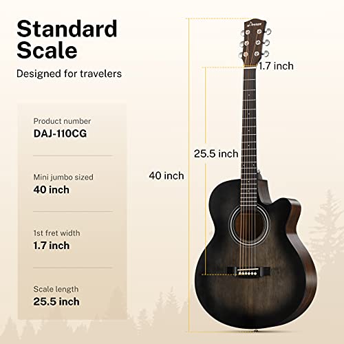 Donner Guitare Acoustique 4/4 Jumbo Guitare Folk Set Adultes Débutant avec Pickup Sac Tuner Sangle Cordes Capo (Noir) - Les Beatles, Paul McCartney, John Lennon, RIngo Starr, George Harrison Donner Guitare Acoustique 4/4 Jumbo Guitare Folk Set Adultes Débutant avec Pickup Sac Tuner Sangle Cordes Capo (Noir) – Image 3