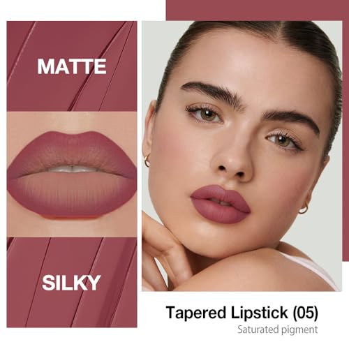 Image of Kaely Mauve Gradient Matte Lipstick Lip Liner Pencil for Women, 2in1 Flawless Contour Gradual Ombre Effect Lip Pencil Makeup Waterproof, labiales mate 24 horas originales, 05