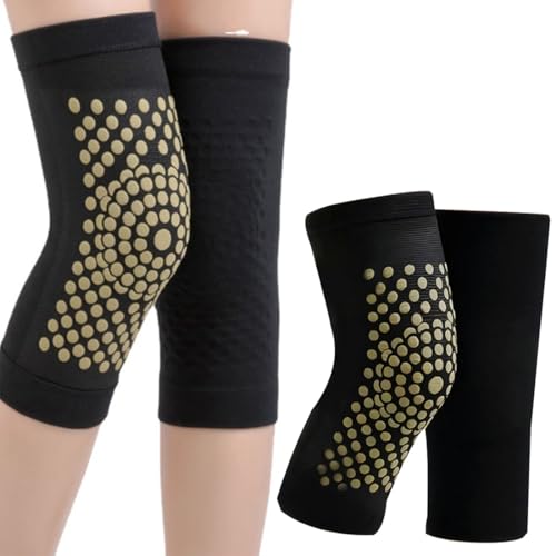 OUDQFCJ - OUDQFCJ 1 Paire de Genouillères Auto-Chauffantes, Bandage de Genou, Genouillère Compressée, Protège-Genoux Chaud, Genouillère Chauffante pour Soulagement du Stress (Noir)