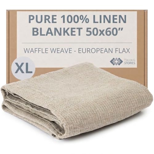 Waffle Weave Linen Throw Blanket