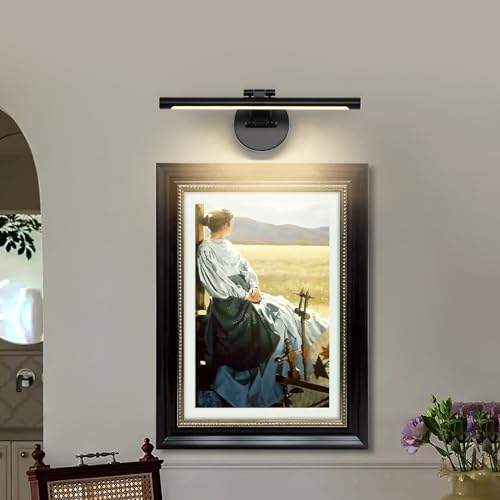 Image of JUSHENG Dimmable Picture Lights Hardwired LED Painting Light Black Gallery Wall Light Art Lighting for Portrait Artwork Canvas 15.74 inch 7W 110V AC