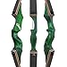 HANDBAIGE Black Hunter Left Hand Bow Riser 15'' Archery Bow Riser for Recurve Bow Longbow Takedown Wooden Bow Handle with Wrench (Green)
