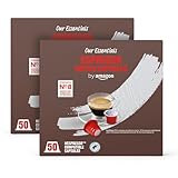 by Amazon Capsule in Plastica di Caffè Espresso compatibili con Nespresso, Tostatura Media, 100 Pezzi (2 Confezioni da 50) - Certificato Rainforest Alliance