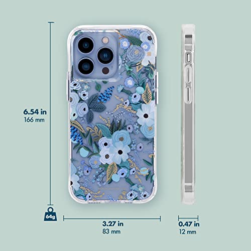 Image of Rifle Paper Co. iPhone 13 Pro Max Case for Women - Garden Party Blue [10ft Drop Protection] [Wireless Charging] Floral Print Phone Case for iPhone 13 Pro Max, Lightweight Anti Scratch Shock Absorbing