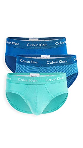 Calvin Klein Men's Cotton Stretch Multipack Hip Briefs, Crater Heather/Stripe/Amazonite, M