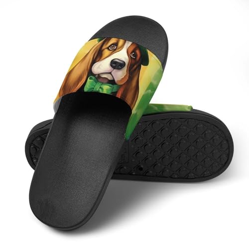Basset Hound St Patrick's Day Non Slip Slides Sandals for Women Men Quick Drying Shower Shoes for Bathroom Pool Beach4