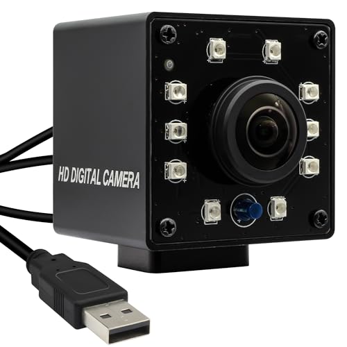 1080P Day&Night Vision USB Camera with Auto IR-Cut Switching, 166Degree Fisheye Lens Wide Angle Webcam, OV2710 30FPS/60FPS/120FPS High Speed Security Camera Plug&Play for Remote Monitoring/3D Printer