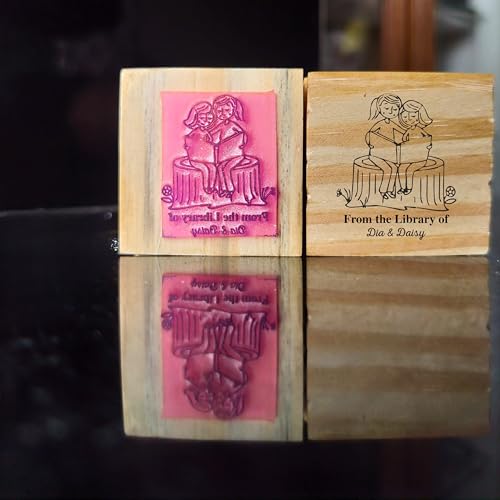 Image of Kunya Personalised Book Stamp with Your Name(3.5 cm Dia), customised for Stamping Books for Readers, Great Gift for booklovers, Kids, Teachers (Co-Reader)
