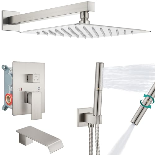 Robinet set de douche à effet de pluie 10" et sa vanne 2 en 1 anti-brûlure