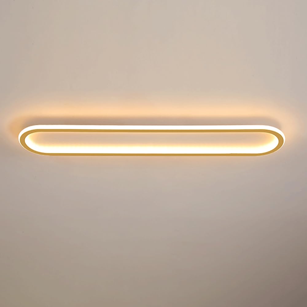 Plafonnier LED linéaire doré en acrylique luxe pour salon chic