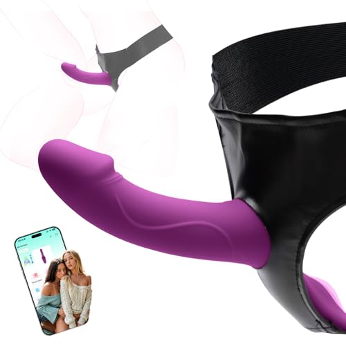 Strap On Dildo Harness Lesbian Adult Sex Toys & Games Vibrator APP Adult Toys for Women Sex Toy Dildos with 9 Vibrations G Spot Clit Stimulation Vibrators Strapon Vibradores Female Couples Sex Toys