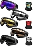 YISUGOOC Motorcycle Goggles 5 Pairs Dirt Bike Goggles UV Protection Ski Glasses Riding Dust And Windproof ATV Glasses With 3 Skull Face Mask For Men Women Yourh Adults
