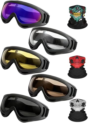 YISUGOOC Motorcycle Goggles 5 Pairs Dirt Bike Goggles UV Protection