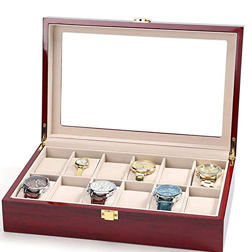 TONGSH 10 Fentes pour Regarder la Montre Regarder la Montre Organisateur de Rangement Grand Plateau en Verre (Couleur : 12 Grids) Cover