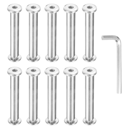 PATIKIL Tornillos hexagonales Chicago M6 x 6 mm, 8 x 50 mm, 10 piezas de acero inoxidable 304 métrico hexagonal con tapa de rosca, postes de tornillo para álbumes de recortes, cinturón de cuero