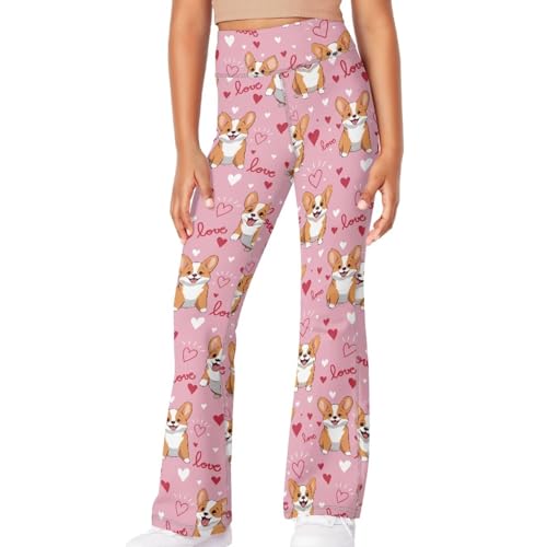 Dolyues Cute Animal Theme Yoga Pants for Girls 5-14 Years Soft Girls' Activewear Leggings with Wide Legs Desgin4