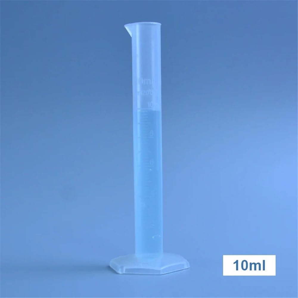 Laboratoire de mesure. Lot de 5 éprouvettes graduées en plastique for laboratoire (10 ml, 25 ml, 50 ml, 250 ml, 500 ml)