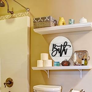 Modern rustic 3d bath signwooden handcrafted shiplap farmhouse bathroom round sign for wall hanging decor for home white  urban country home decor