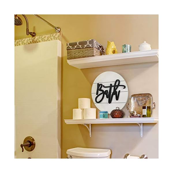 Modern rustic 3d bath signwooden handcrafted shiplap farmhouse bathroom round sign for wall hanging decor for home white  urban country home decor