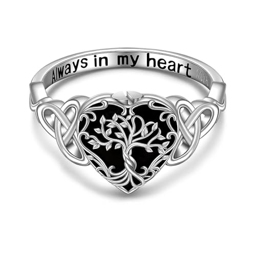 Bague urne arbre de vie pour cendres femme argent 925 t7 8 9