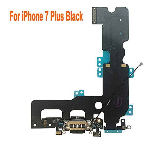 Johncase OEM Charging Port Dock Connector Flex Cable + Microphone + Cellular Antenna + Vibration Motor Connector Replacement Part Compatible for iPhone 7 Plus All Carriers (Black)