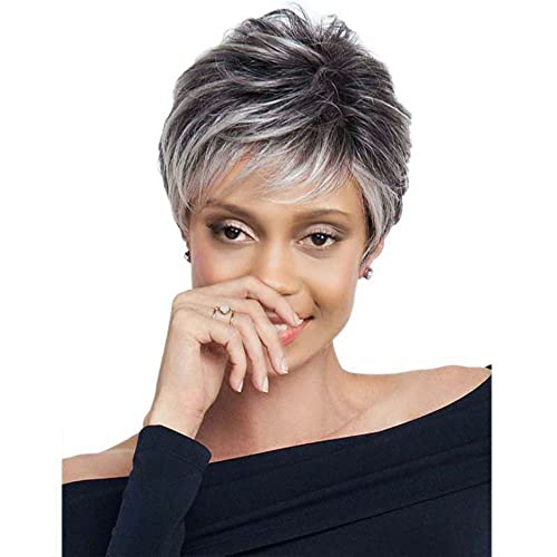 XULAIP Perruque courte et bouclée pour femme - Gris argenté - Cheveux naturels Cover