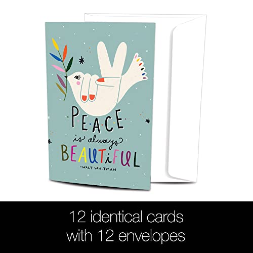 Image of Tree-Free Greetings - All Occcasion Cards - 12 Cards + 12 White Envelopes - Made in USA - 100% Recycled Paper - 4 inchx6 inch - Beautiful Peace (FS54553)