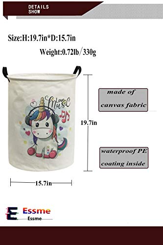 ESSME Large Storage Bin,Canvas Fabric Storage Baskets with Handles,Collaspible Laundry Hamper for Household,Gift Baskets,Toy Organizer(Cartoon Unicorn) - Thumbnail 5