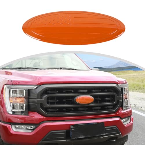 Image of CheroCar for F150 Emblem Cover Trim,Logo Back Badge Decoration Cover Trim Compatible with Ford F150 F-150,Orange