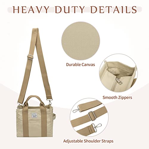 Image of VASCHY Canvas Tote bag, Casual Reusable Work Totes for Women Teachers with Zippers Pockets Crossbody Shoulder Bag Purse
