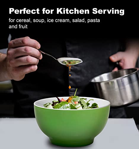 Bruntmor 20 Ounce Ceramic Dessert Bowl Set Of 4 In Red, Blue, Yellow, Green, 20 Oz Porcelain Dip Bowls For Ice Cream, Snacks, Safe For Oven, Microwave, Dishwasher, Best For Christmas Gift #TOP2