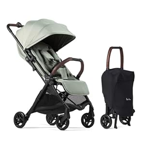 Silver Cross Jet 5 – Full Size TSA Approved Infant & Toddler Travel Stroller – Lightweight, Compact & Easy to Fold, with All-Terrain Wheels and One Hand Full Flat Recline (Sage Green)