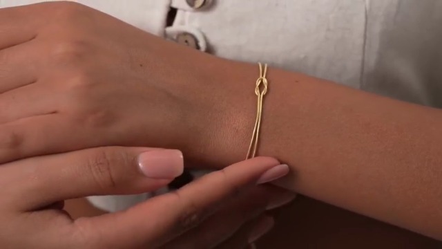 Nayyana Bracelet Nœud D'Amour En Or Plaqué 18K - Acier Titane - Réglable - Cadeau Pour Femme