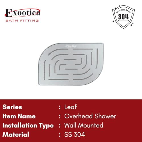 Image of Stainless Steel 304 Shower Head | 1Pc, 4 x 6In Size, Silver | Heavy Metal, Ultra Slim Oval Luxury Bathroom Overhead Shower - Leaf