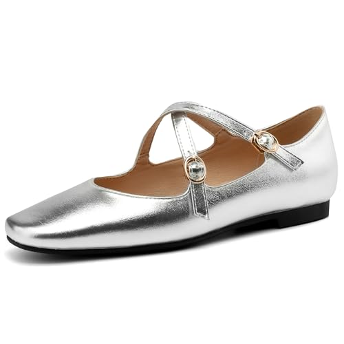 Mary Jane Flat Square Toe Women Ankle Strap Dolly Shoes - Main Image