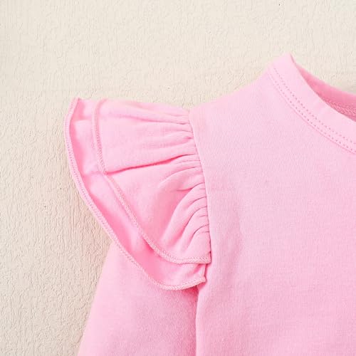 Image of Magic Park 1-14Y Toddler Ruffle T Shirt Girls Solid Color Blouse Kids Girl Short Long Sleeve Tops Casual Tee