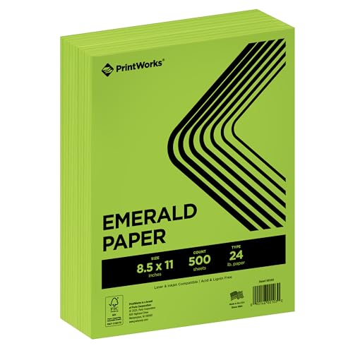 Papier coloré vert émeraude 21,6 x 27,9 cm pour impression laser et projets de découpe