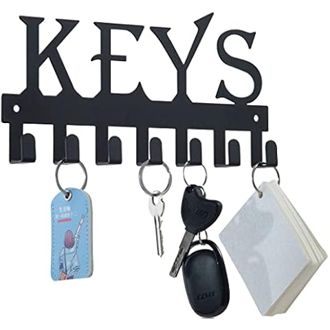 FairyCity Keys Holder for Wall Metal Vintage Keys Hook- Home Decor Key Hanger Decorative with 7 Hooks for Front Door Kitchen and Home Black Cover